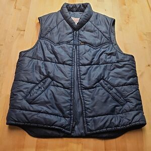 Vintage Lee Vest Mens L Blue Insulated Puffer Western Workwear Storm Rider
